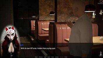 Brunett cosplayer i stuepike-kostyme blottlegger oppunder i offentlig park