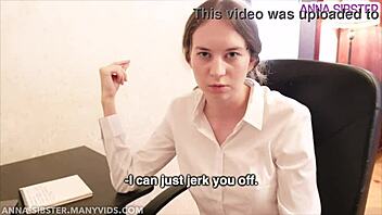 Skinny Russian amateur gives good blow job in role play game