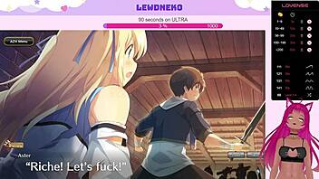 Lewdneko the Vtuber moans through Evenicle Part 3 with big anime tits.