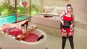 Chastity queen dominates with jerk instructions.