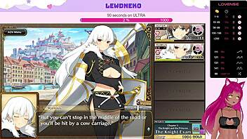 Lewdneko the Vtuber moans through Evenicle Part 3 with big anime tits.