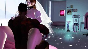 The wedding day in animated porn film