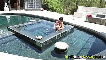 Fetish Asian Masseuse Rides Client with Intense Nuru Massage.