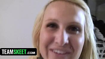 is she new? dirty blonde slut's ass covered in cum