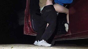 young latina brunette with tattoos sucks monster cock in mountain night adventure