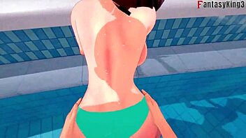 Anzu Mazaki Fucking Hard On The Pool