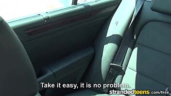 Stranded teen 18+ with natural tits gets hardcore cumshot from milf in mofos scene!