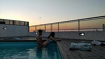 i cum a lot in the pool at sunset on this accountant adventure