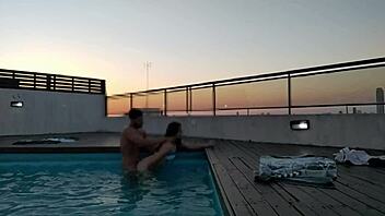 i cum a lot in the pool at sunset on this accountant adventure