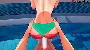 Anzu Mazaki Fucking Hard On The Pool