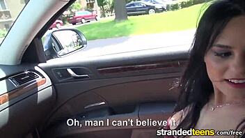 Stranded teen 18+ with natural tits gets hardcore cumshot from milf in mofos scene!