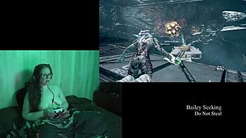 I play deadspace naked in part 8, showing my big tits