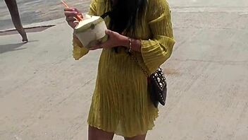 A girl gets punished with a blowjob on a trip abroad