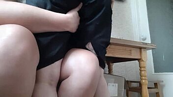 Steamy kitchen lesbian action! 🔥