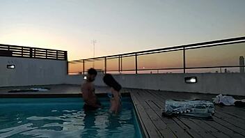 i cum a lot in the pool at sunset on this accountant adventure