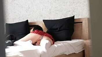 stepsister masturbates and rides to keep it quiet