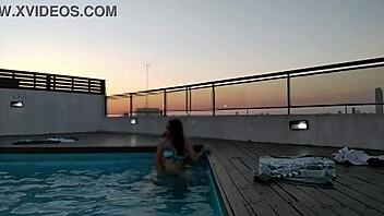 i cum a lot in the pool at sunset on this accountant adventure