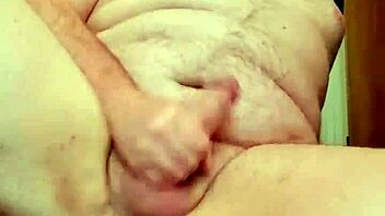 Chubby guy uses dildo and cums