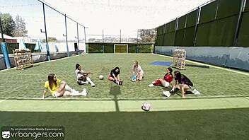 Horny Babes Seduce Soccer Coach In Vr!