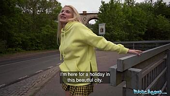 In this public agent story, a stunning blonde euro babe rides a monster cock with deep dicking and blowjob