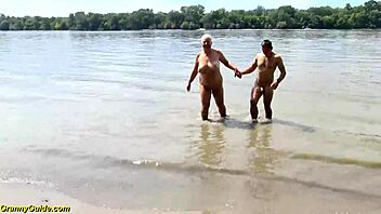 Busty 69-year-old BBW grannie banged hard outdoor in group