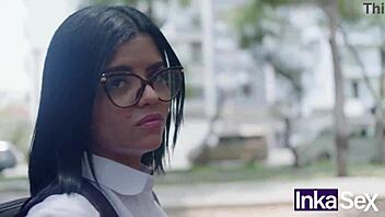 shy latina college girl skips classes, caught by stranger with huge dick