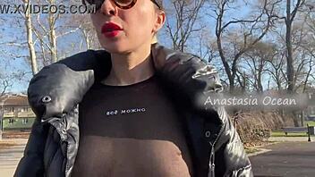 Wow! Beauty Flashes Big Boobs in Public Park Walk!