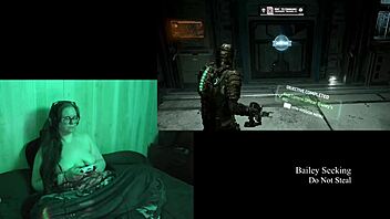 I play deadspace naked in part 8, showing my big tits