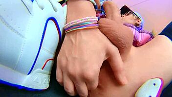 homemade video of blonde couple kissing in kinky session