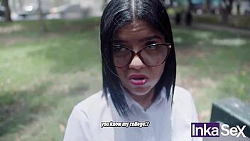 shy latina college girl skips classes, caught by stranger with huge dick