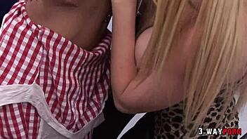 Cindy Behr and Paige Ashley in thrilling ffm threesome with big tits.