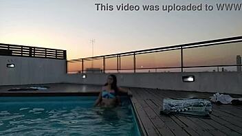 i cum a lot in the pool at sunset on this accountant adventure