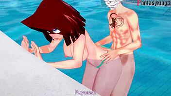 Anzu Mazaki Fucking Hard On The Pool