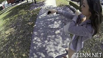 Scarlett Sawyer, teen 18+, gets her mouth filled with cream.