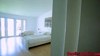 teen brunette stepsister gets hardcore pov action leading to cumshot