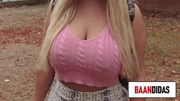 Big-boobed blonde gets banged in public as per her wish