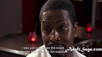 Petite dyke rides boss's big black cock for spunk