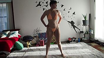 Barefoot goddess Aurora Willows in a hot bikini doing yoga