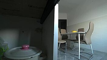 Unfaithful wife caught cheating in kitchen anal, oh damn!