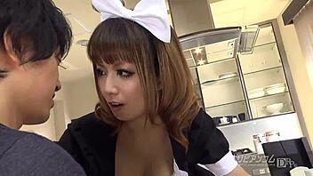 Asian maid with huge tits explodes in pleasure!