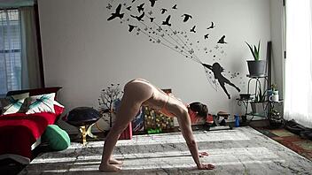 Barefoot goddess Aurora Willows in a hot bikini doing yoga