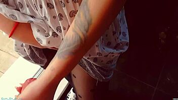 hot milf pulls pantyhose up full of cum