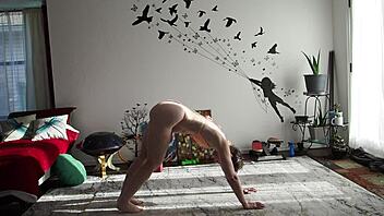 Barefoot goddess Aurora Willows in a hot bikini doing yoga