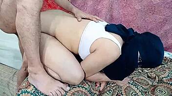 Big ass Indian wife in hijab gets rough anal