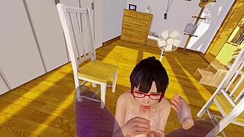 She sucks me in virtual reality, detailed hentai style