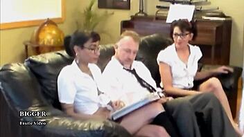 Watch This Teacher With A Monster Cock Fucking His Two Students Hard?