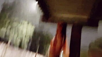 Risky handjob for a hot brunette at the bus stop.