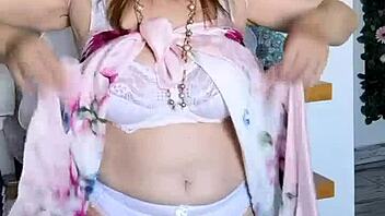 Hot Milf MariaOld Shakes Huge Natural Tits in Sexy Garter Stockings