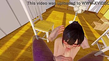 She sucks me in virtual reality, detailed hentai style