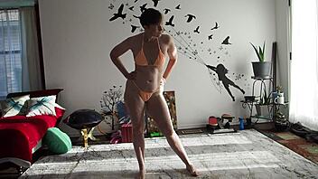Barefoot goddess Aurora Willows in a hot bikini doing yoga